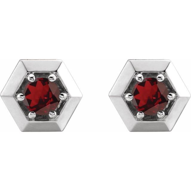 14k-white-natural-mozambique-garnet-geometric-earrings