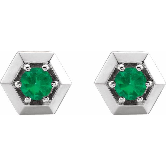 14k-white-lab-grown-emerald-geometric-earrings