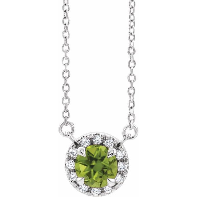 14k-white--natual-peridot-&-.03-ctw-natual-diamond-16"-necklace