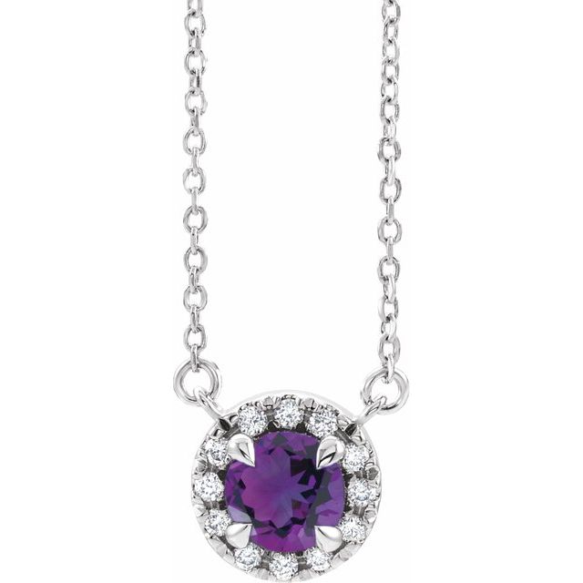 14k-white--natural-amethyst-&-.03-ctw-natural-diamond-16"-necklace