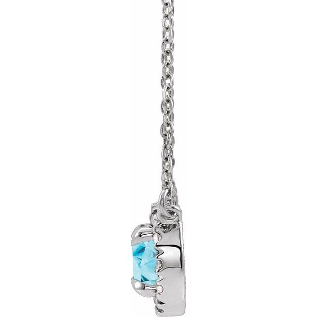 14k-white--natual-blue-zircon-&-.03-ctw-natual-diamond-16"-necklace