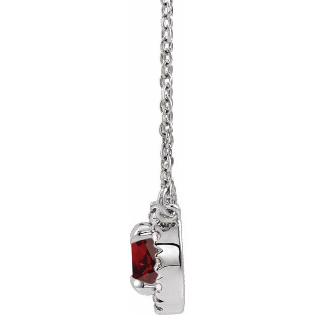14k-white--natual-mozambique-garnet-&-.03-ctw-natual-diamond-16"-necklace