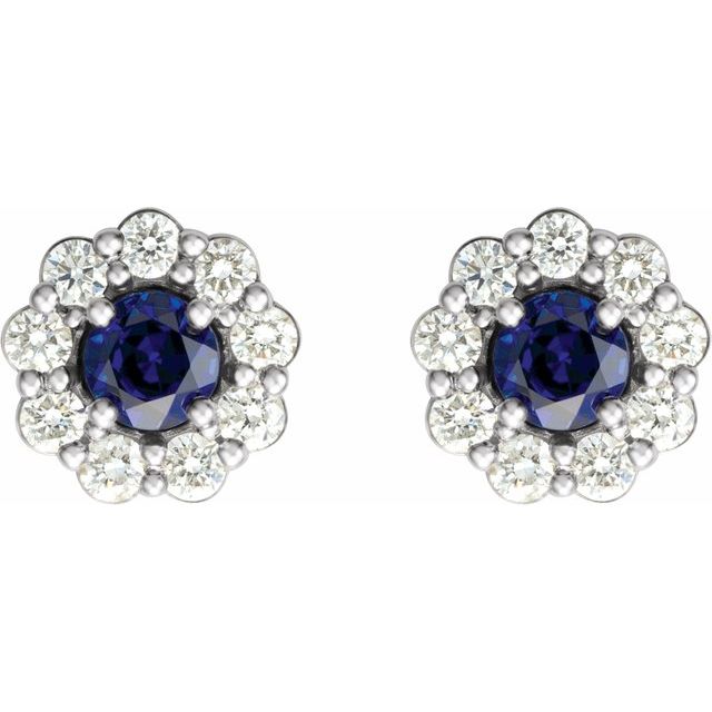 14k-white--lab-grown-blue-sapphire-&-1/3-ctw-natural-diamond-earrings