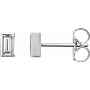 0.07 ct Natural Diamond Straight Baguette Bezel-Set Stud Earrings