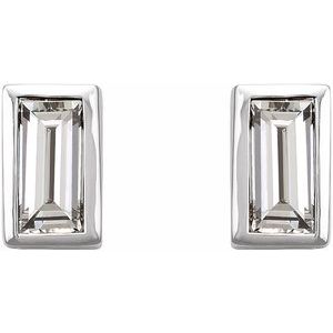 0.07 ct Natural Diamond Straight Baguette Bezel-Set Stud Earrings