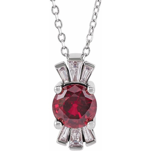 14k-white-lab-grown-ruby-&-1/6-ctw-natural-diamond-16-18"-necklace