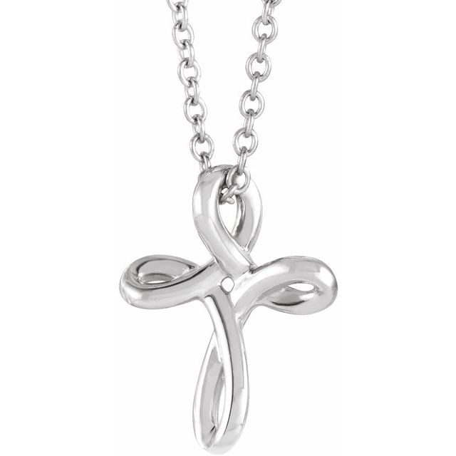 14k-white-youth-cross-15"-necklace