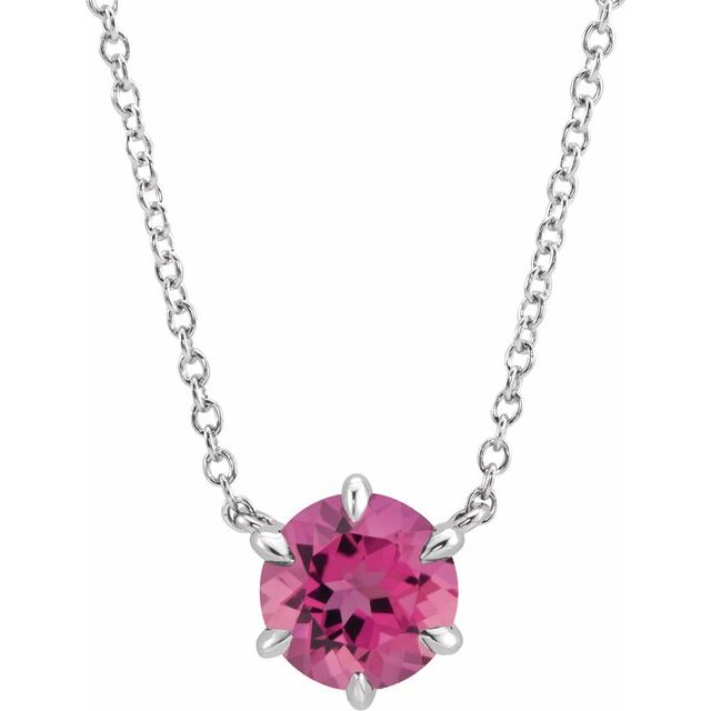 14k-white-natural-pink-tourmaline-solitaire-16"-necklace