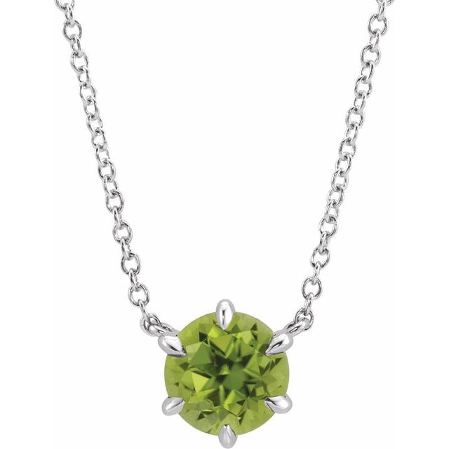 14k-white-natural-peridot-solitaire-16"-necklace