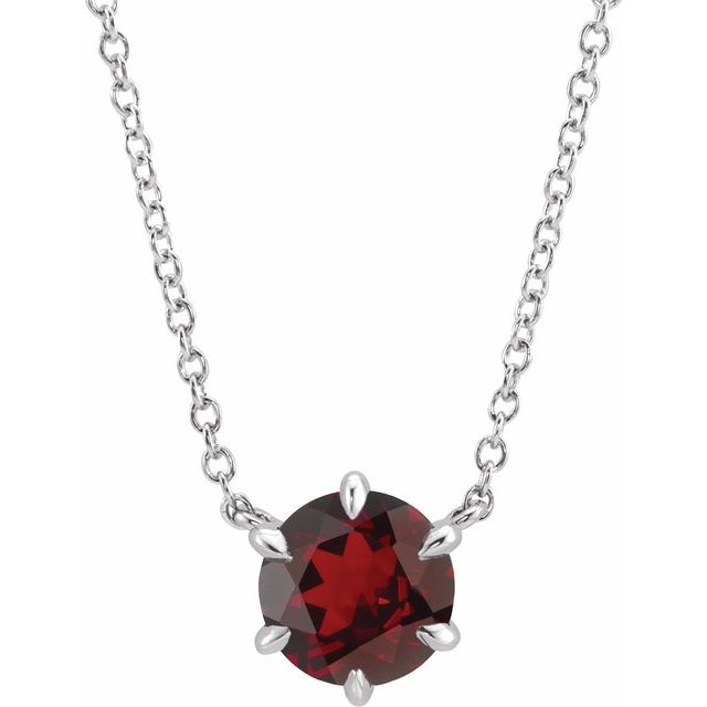 14k-white-natural-mozambique-garnet-solitaire-16"-necklace