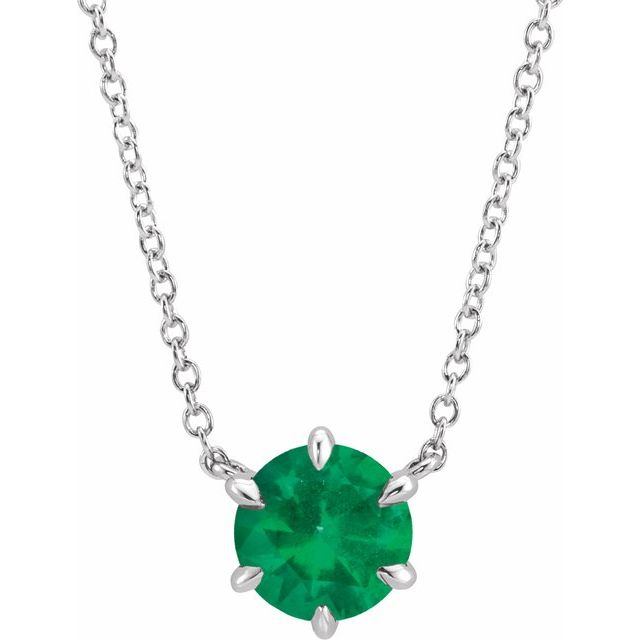 14k-white-natural-emerald-solitaire-16"-necklace