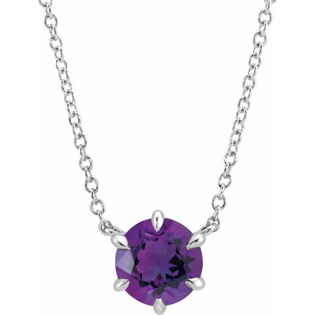 14k-white-natural-amethyst-solitaire-16"-necklace