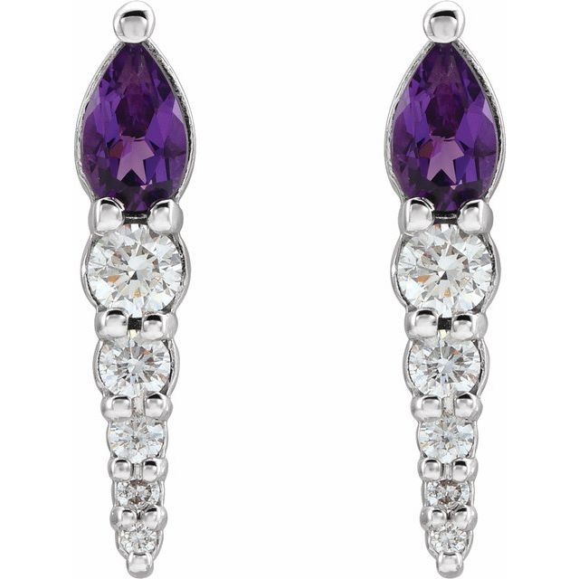 14k-white-natural-amethyst-&-1/4-ctw-natural-diamond-earrings