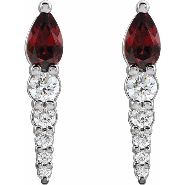14k-white-natural-mozambique-garnet-&-1/4-ctw-natural-diamond-earrings
