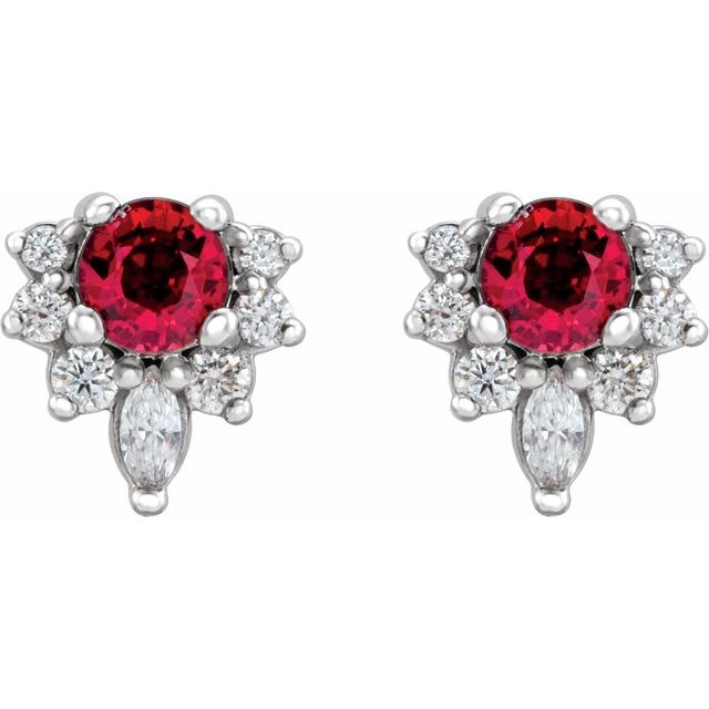 14k-white-lab-grown-ruby-&-1/6-ctw-natural-diamond-earrings