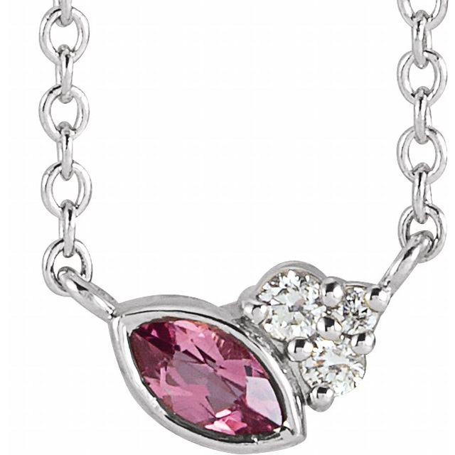 14k-white-natural-pink-tourmaline-&-.03-ctw-natural-diamond-16"-necklace