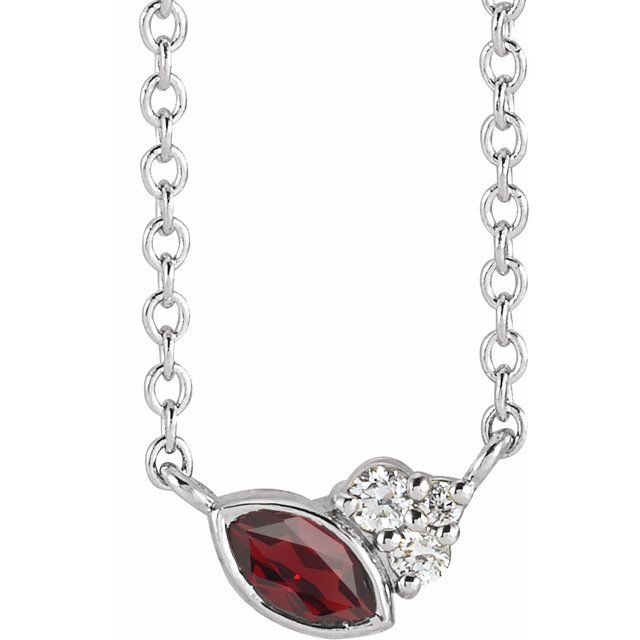 14k-white-natural-mozambique-garnet-&-.03-ctw-natural-diamond-16"-necklace