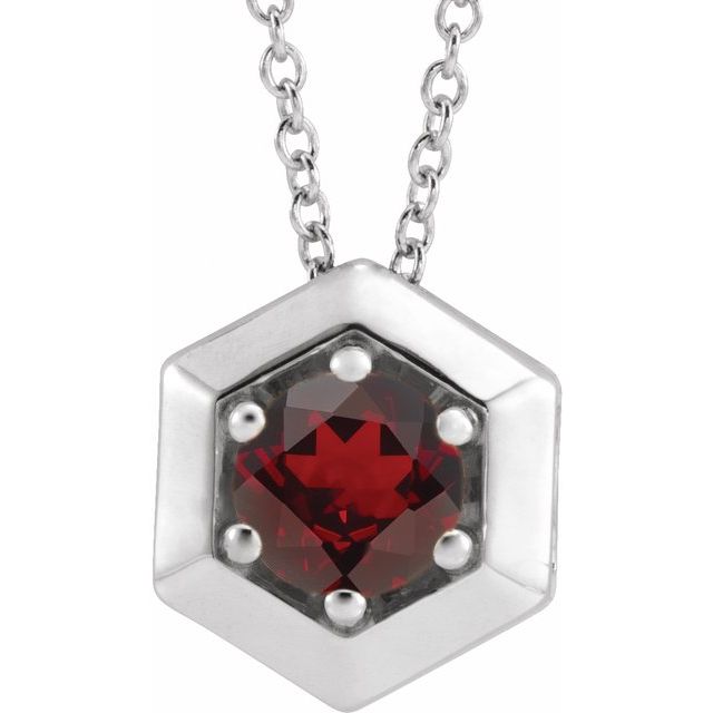 14k-white-natural-mozambique-garnet-geometric-16-18"-necklace