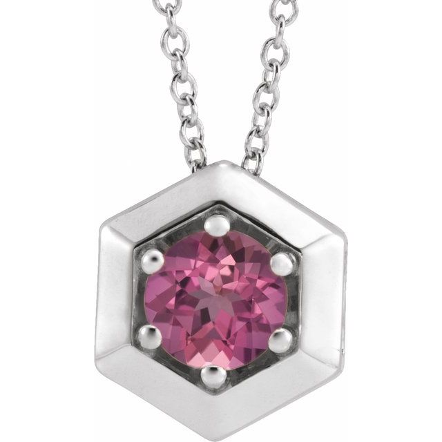 14k-white-natural-pink-tourmaline-geometric-16-18"-necklace