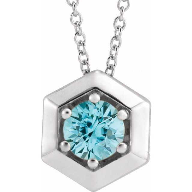 14k-white-natural-blue-zircon-geometric-16-18"-necklace
