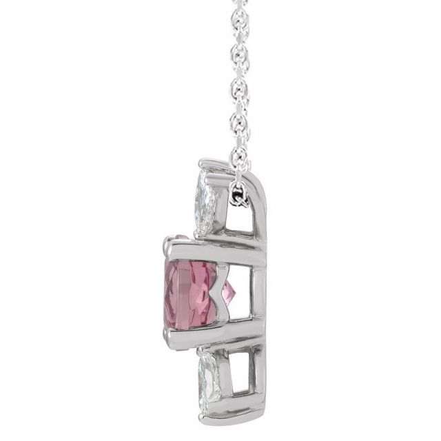14k-white-natural-pink-tourmaline-&-1/5-ctw-natural-diamond-16-18"-necklace