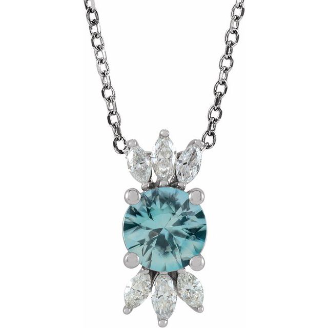 14k-white-natural-blue-zircon-&-1/5-ctw-natural-diamond-16-18"-necklace