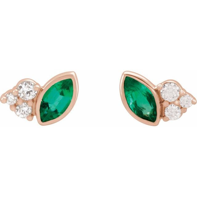 14k-rose-gold-lab-grown-emerald-&-.05-ctw-natural-diamond-earrings