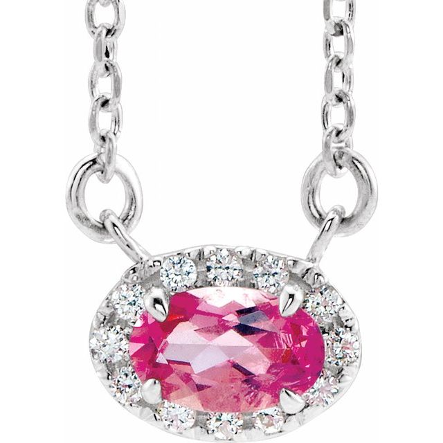 14k-white--natural-pink-tourmaline-&-.05-ctw-natural-diamond-16"-necklace