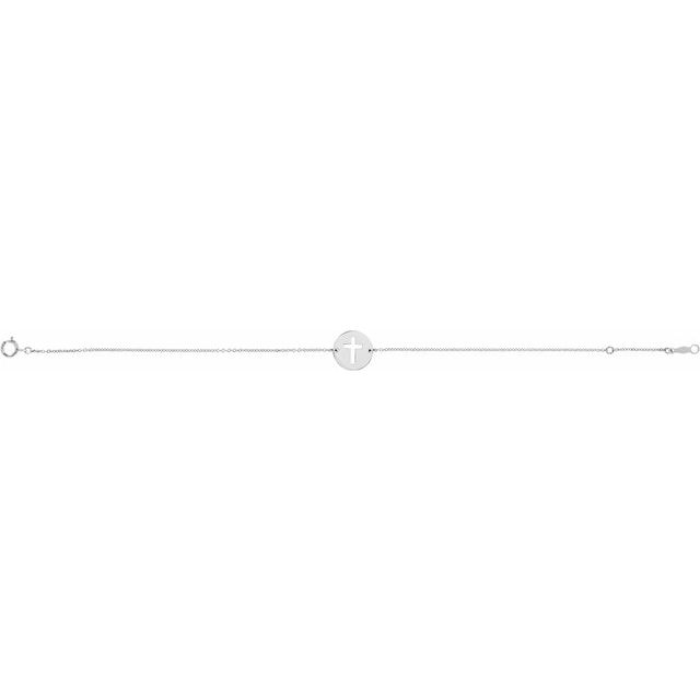 14k-white-pierced-cross-disc-7-8"-bracelet