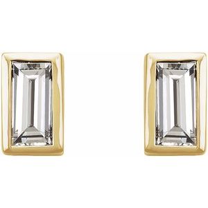 0.07 ct Natural Diamond Straight Baguette Bezel-Set Stud Earrings