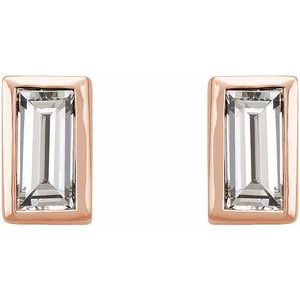 0.07 ct Natural Diamond Straight Baguette Bezel-Set Stud Earrings