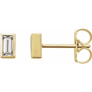 0.07 ct Natural Diamond Straight Baguette Bezel-Set Stud Earrings