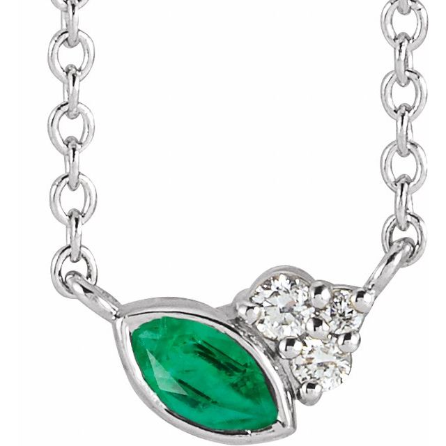 14k-white-natural-emerald-&-.03-ctw-natural-diamond-16"-necklace