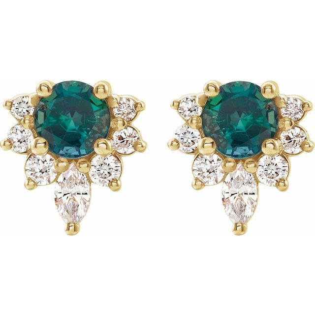 14k-yellow-gold-lab-grown-alexandrite-&-1/6-ctw-natural-diamond-earrings