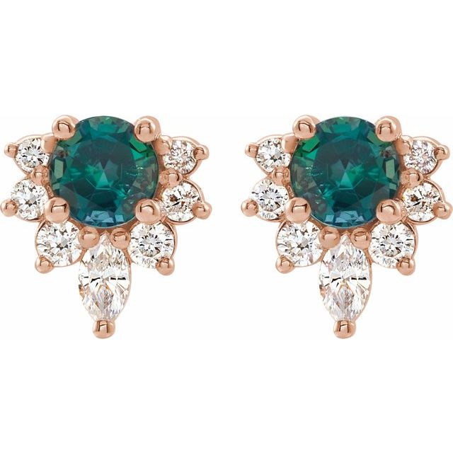 14k-rose-gold-lab-grown-alexandrite-&-1/6-ctw-natural-diamond-earrings