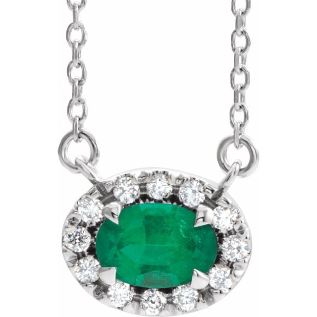 14k-white--lab-grown-emerald-&-.05-ctw-natural-diamond-16"-necklace
