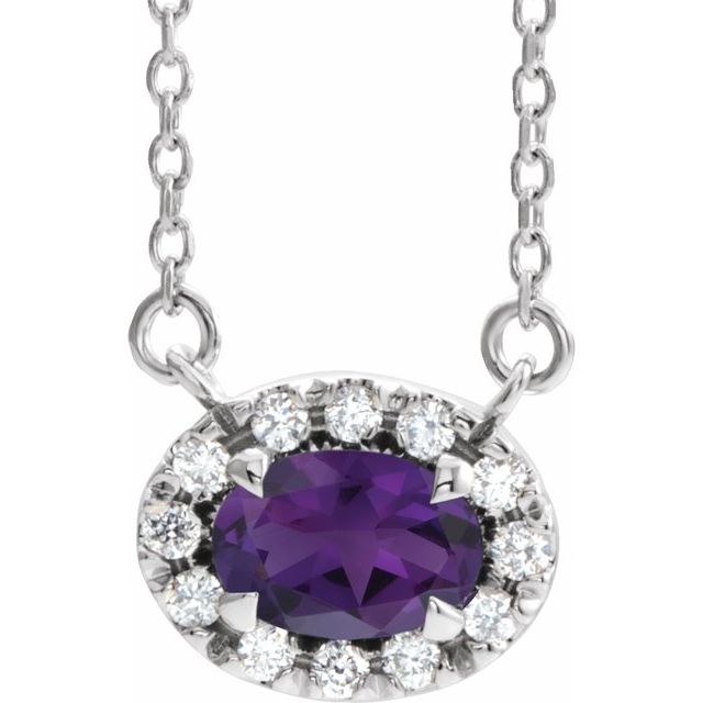 14k-white--natural-amethyst-&-.05-ctw-natural-diamond-16"-necklace