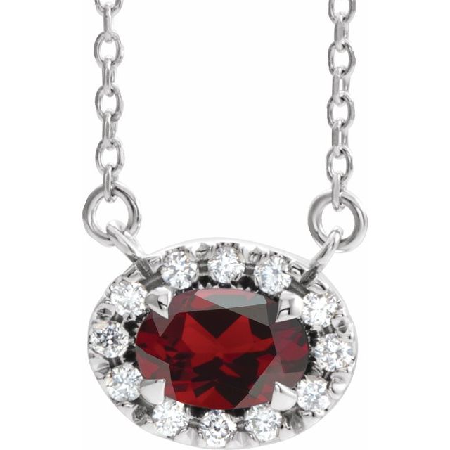 14k-white--natural-mozambique-garnet-&-.05-ctw-natural-diamond-16"-necklace