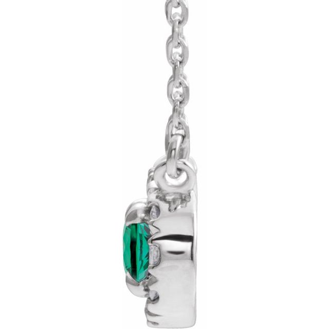 14k-white--natural-emerald-&-.05-ctw-natural-diamond-16"-necklace