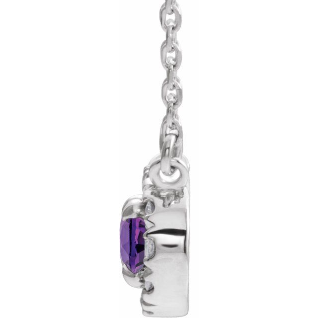 14k-white--natural-amethyst-&-.05-ctw-natural-diamond-16"-necklace
