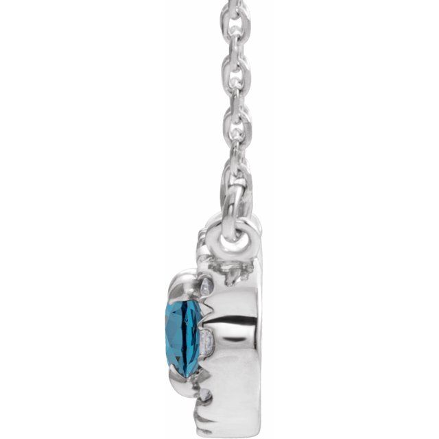 14k-white--natural-blue-zircon-&-.05-ctw-natural-diamond-16"-necklace