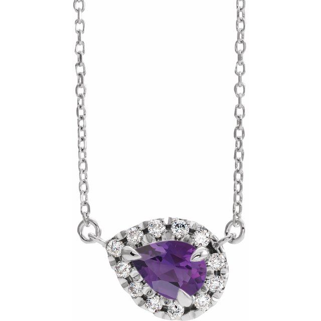 14k-white--natural-amethyst-&-1/8-ctw-natural-diamond-16"-necklace
