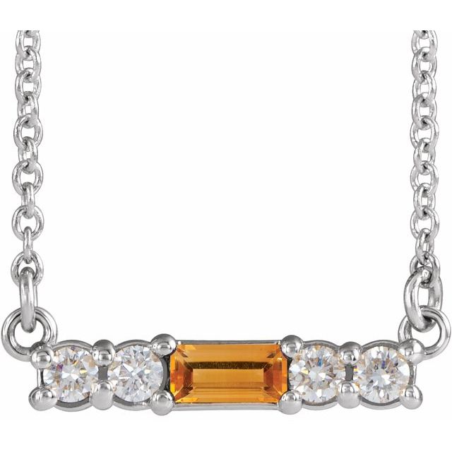 sterling-silver-natural-citrine-&-1/8-ctw-natural-diamond-16"-necklace