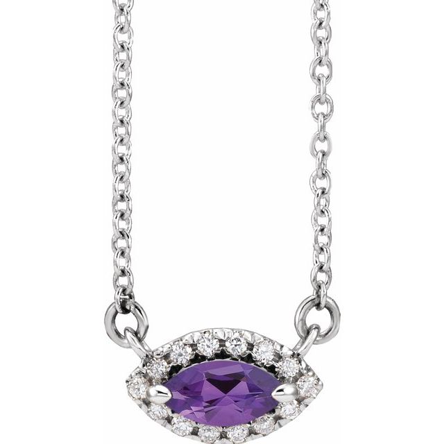 14k-white-natural-amethyst-&-.05-ctw-natural-diamond-halo-style-16"-necklace