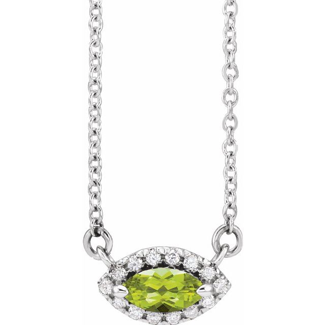 14k-white-natural-peridot-&-.05-ctw-natural-diamond-halo-style-16"-necklace