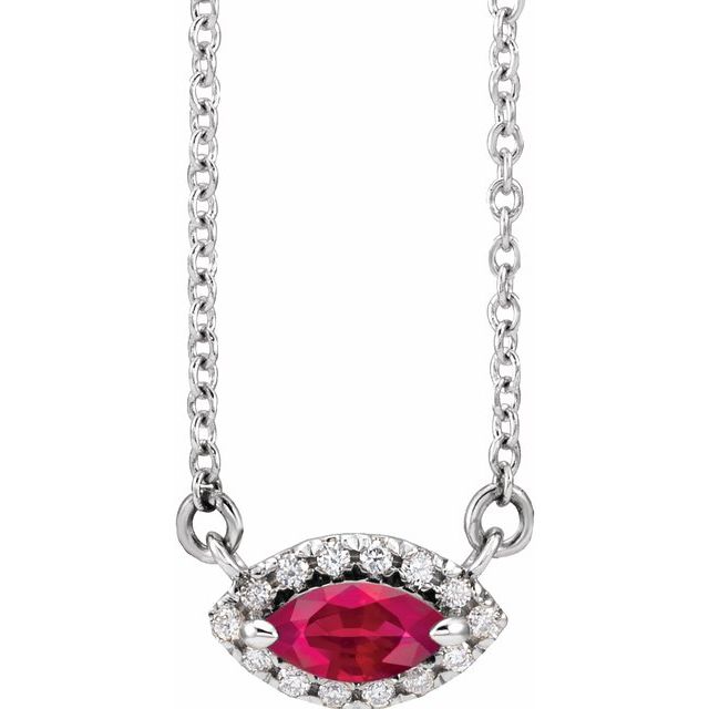 14k-white-natural-ruby-&-.05-ctw-natural-diamond-halo-style-16"-necklace