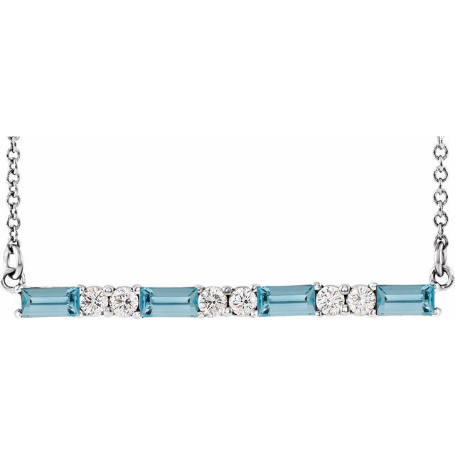 14k-white-natural-aquamarine-&-1/6-ctw-natural-diamond-bar-16-18"-necklace