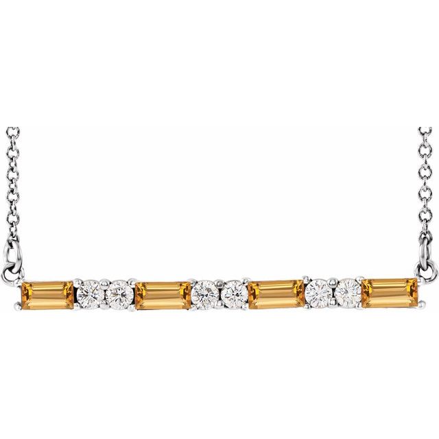 14k-white-natural-citrine-&-1/6-ctw-natural-diamond-bar-16-18"-necklace