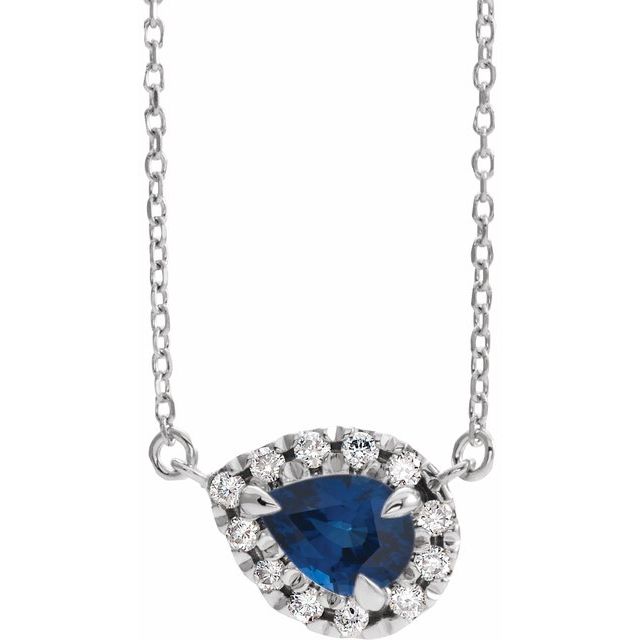14k-white--natural-blue-sapphire-&-1/8-ctw-natural-diamond-16"-necklace