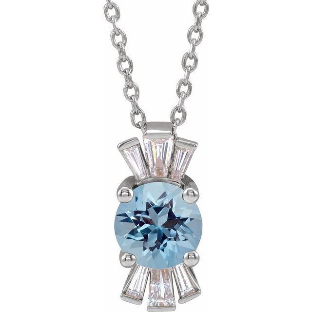 14k-white-natural-blue-zircon-&-1/6-ctw-natural-diamond-16-18"-necklace